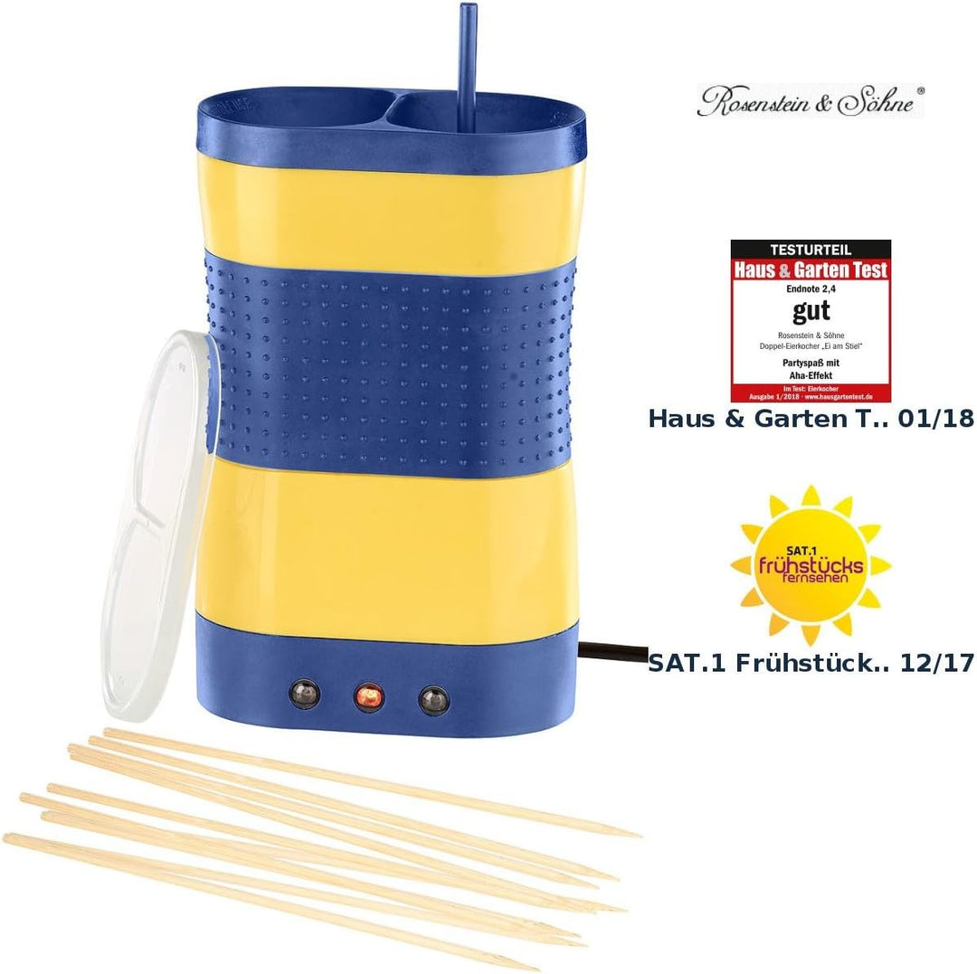 Rosenstein & Söhne Stangenei Maschine: Vertikaler Doppel-Eierkocher"Ei am Stiel", 420 W
