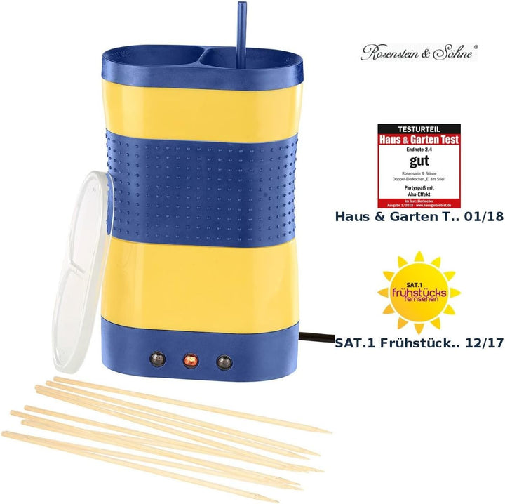 Rosenstein & Söhne Stangenei Maschine: Vertikaler Doppel-Eierkocher"Ei am Stiel", 420 W