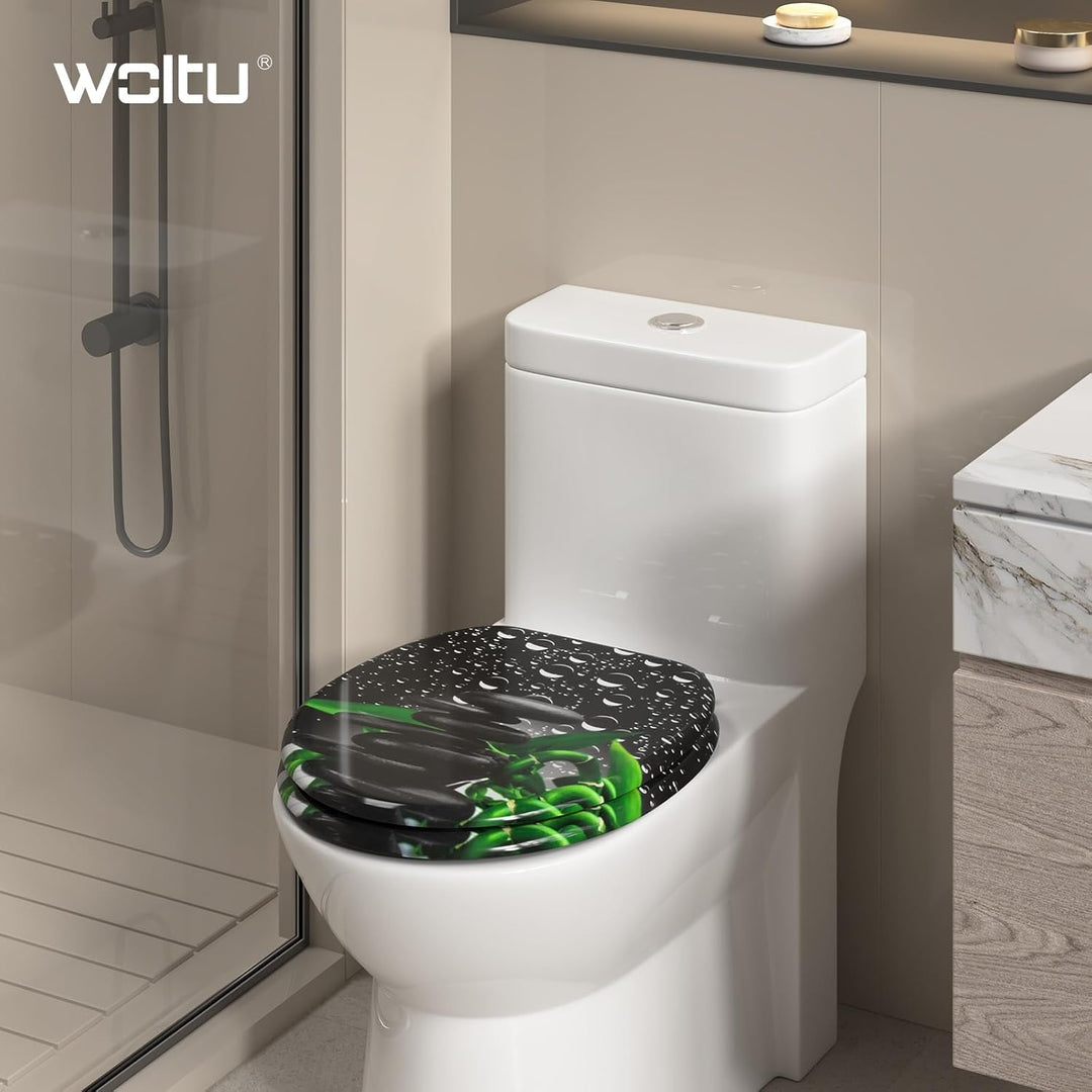 WOLTU #2 Premium WC-Sitz Toilettensitz mit Absenkautomatik, MDF Holzkern, Softclose Scharnier, Antib