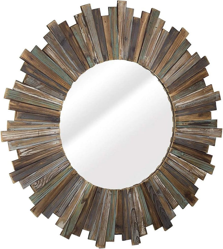 Melko Wandspiegel rund 90 cm Shabby Chic Spiegel Hängespiegel Flurspiegel