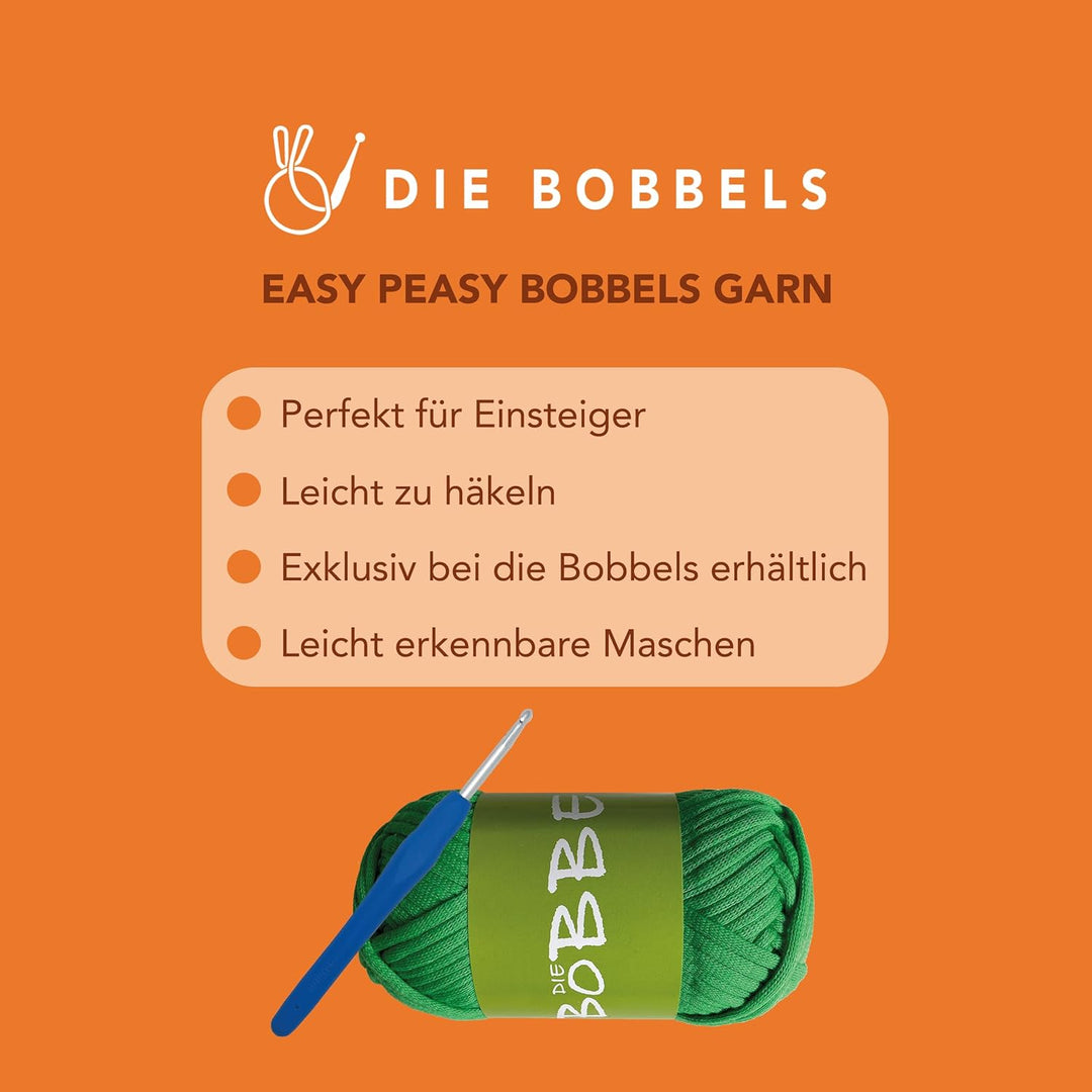 Die Bobbels“ Einsteiger Häkelset für Anfänger mit kinderleichtem Garn, Hilfsmitteln und Schritt-für-
