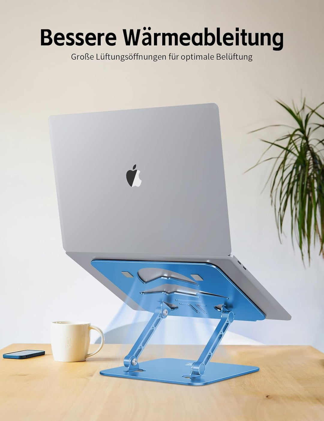 Ergonomischer Laptop Ständer aus Aluminium, Höhenverstellbar & Faltbar, Stabil & Rutschfest, Verbess