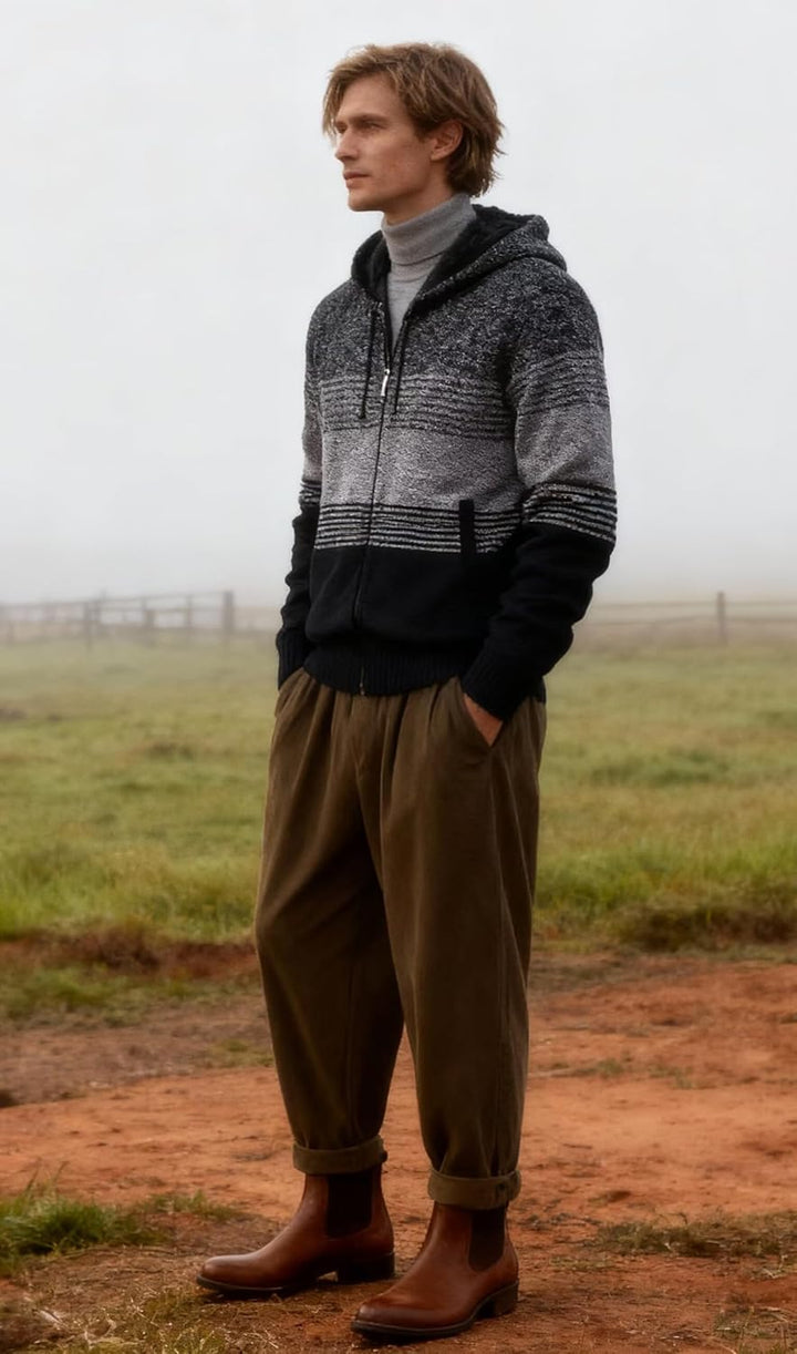 Shuanghao Herren Hoodie mit Kapuze Pullover Pulli Strick-Sweatshirt-Strickjacke-Cardigan, Freizeit-W