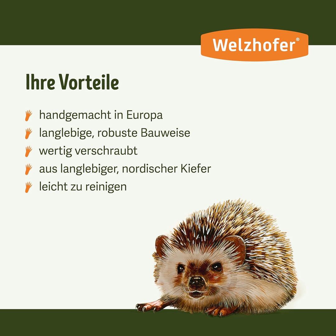 Welzhofer XXL Premium Igelresidenz Isidor, Ganzjahreshaus für Igel, wintertaugliches Igelhaus aus Ho