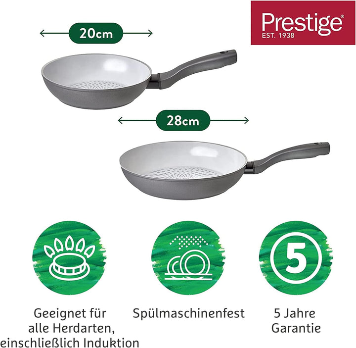 Prestige Earth Pan Pfannenset Induktion - Bratpfanne 20cm & 28cm - Keramik, Antihaft, Recycelt & Rec