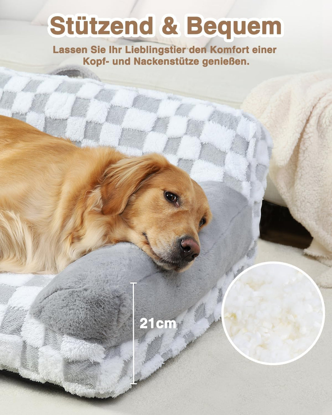 KSIIA Orthopädisches Katzenbett Flauschig 104x69cm, Abnehmbar Katzensofa Hundebett Waschbar, Hundeso