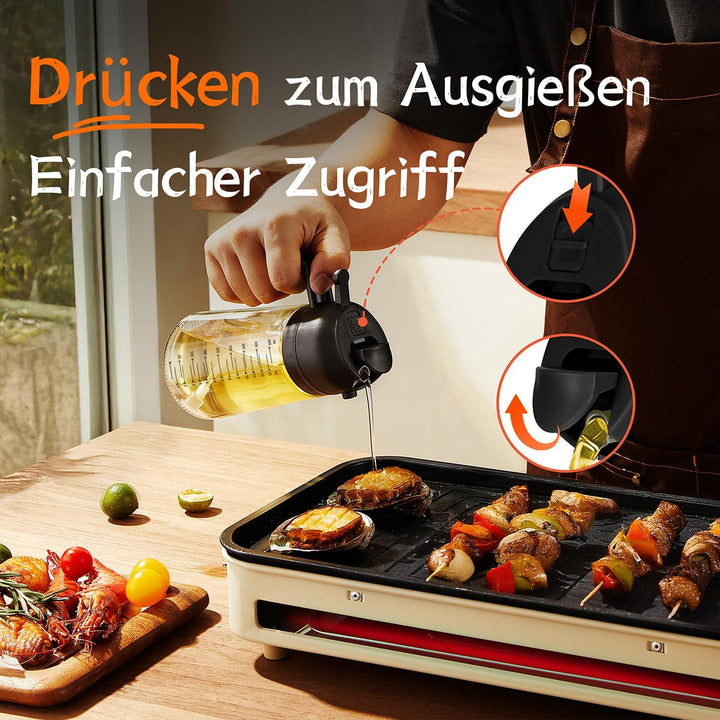 TrendPlain 16oz Ölsprüher für Speiseöl – 470ml Olivenöl Flasche – 2-in-1 Ölspender und Ölsprüher – K