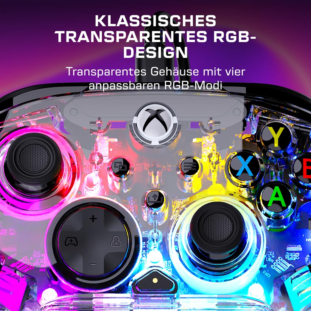 Turtle Beach Afterglow RGB-Controller mit Kabel, lizenziert für XBOX &amp; PC | Transparent, XBOX Series
