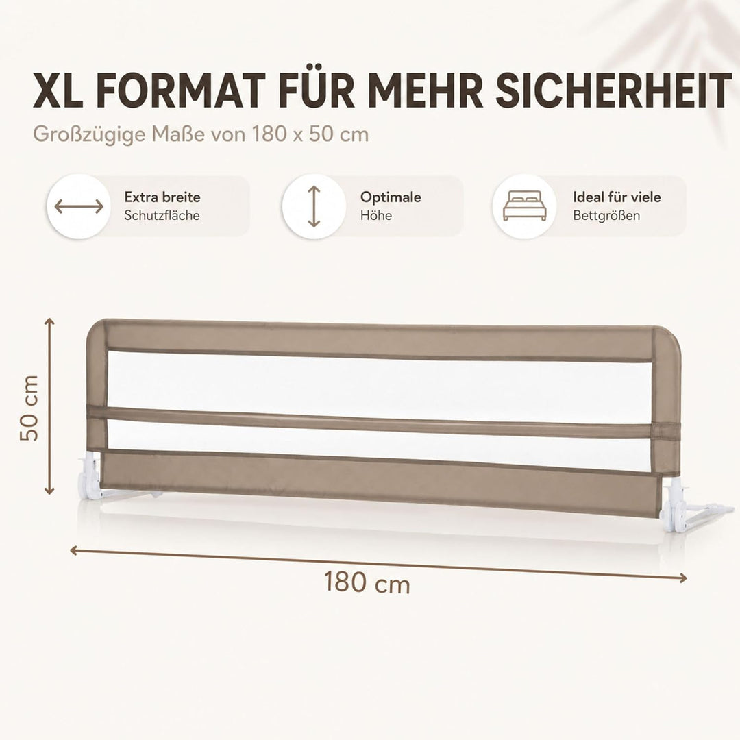 Fillikid Bettgitter Lina XL 180 x 50 cm Exklusiv | Rausfallschutz Bettschutzgitter für Kinderbett &amp;