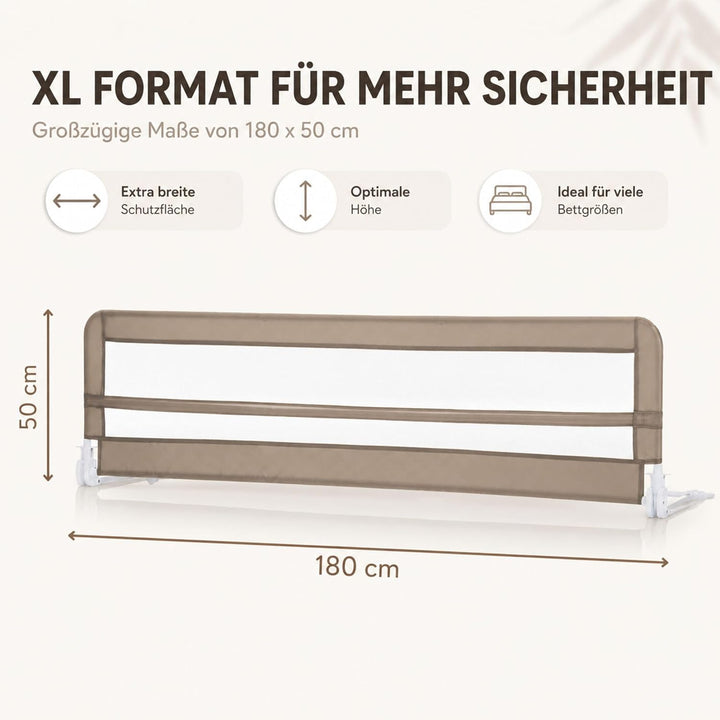 Fillikid Bettgitter Lina XL 180 x 50 cm Exklusiv | Rausfallschutz Bettschutzgitter für Kinderbett &amp;