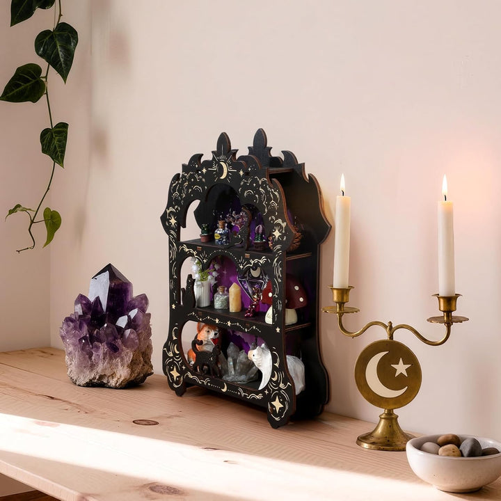 Regal Wand, Esoterisches Wandregal Zimmer Deko Aesthetic, Lila Schreibtischregal, Kleines Regal Holz