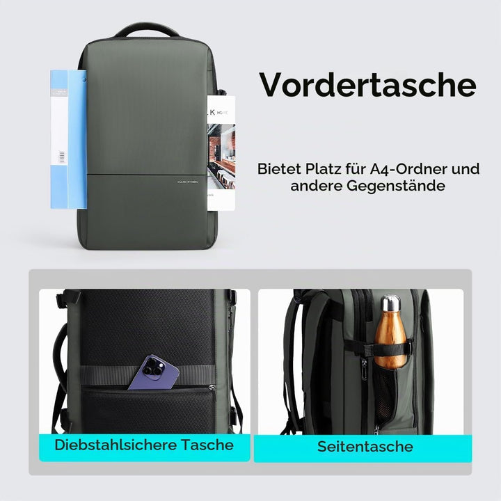 MARK RYDEN 30-45L Geschäftsreiserucksack, Erweiterte Umhängetasche, multifunktionaler Nass- und Troc
