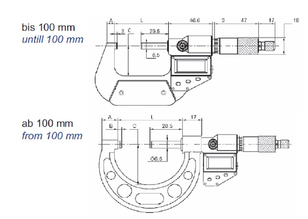 CNC QUALITÄT Digital Bügelmessschraube Messbereich 175-200 mm - DIN 863