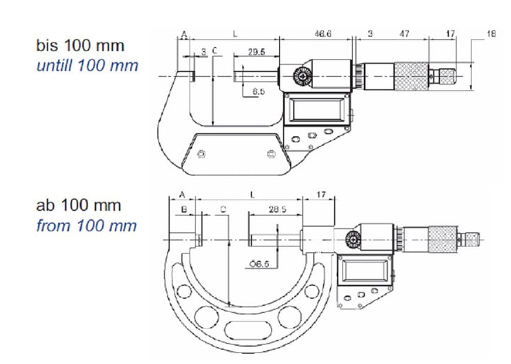 CNC QUALITÄT Digital Bügelmessschraube Messbereich 175-200 mm - DIN 863