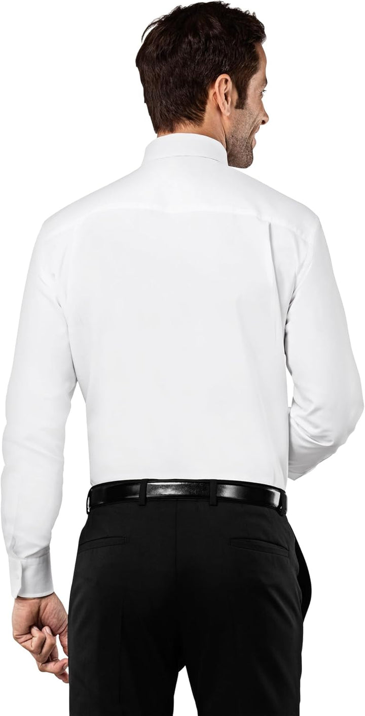 Vincenzo Boretti Herren Hemd bügelfrei 100% Baumwolle Slim-fit Uni-Farben 43-44 7-weiss, 43-44 7-wei