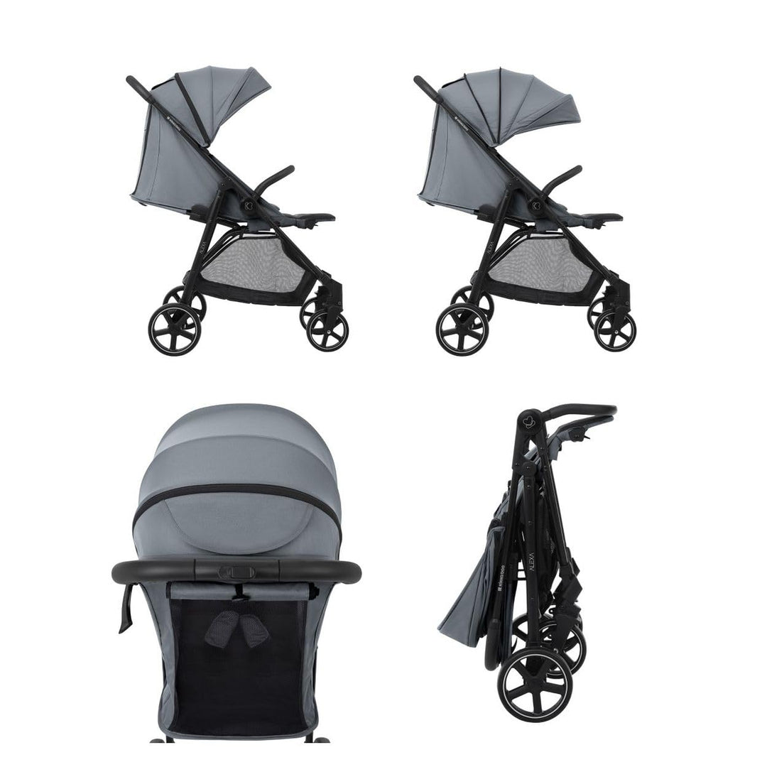 Kikkaboo Kinderwagen, Buggy Alexa 22 kg faltbar, Rückenlehne verstellbar, Gurt grau, grau