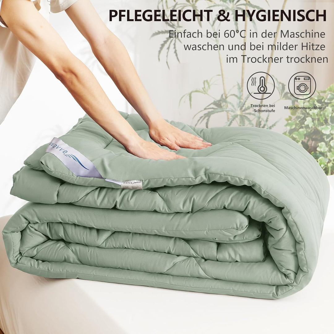 WAVVE Bettdecke 240x220 cm Ganzjahresdecke 4 Jahreszeiten, Steppdecke 300gsm Mikrofaser 220x240, Sup