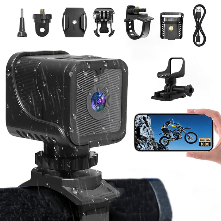 NinjaCam 1080P Mini Action Cam, 120° Weitwinkel Sportkamera, WiFi Actionkameras, Helmkamera Fahrrad,
