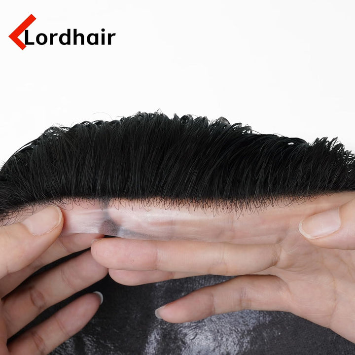 Lordhair Toupet Echthaar Männer,Perücke Männer,0,03 mm Dünne Leder Basis 20 * 25 CM Leichtes Haarers