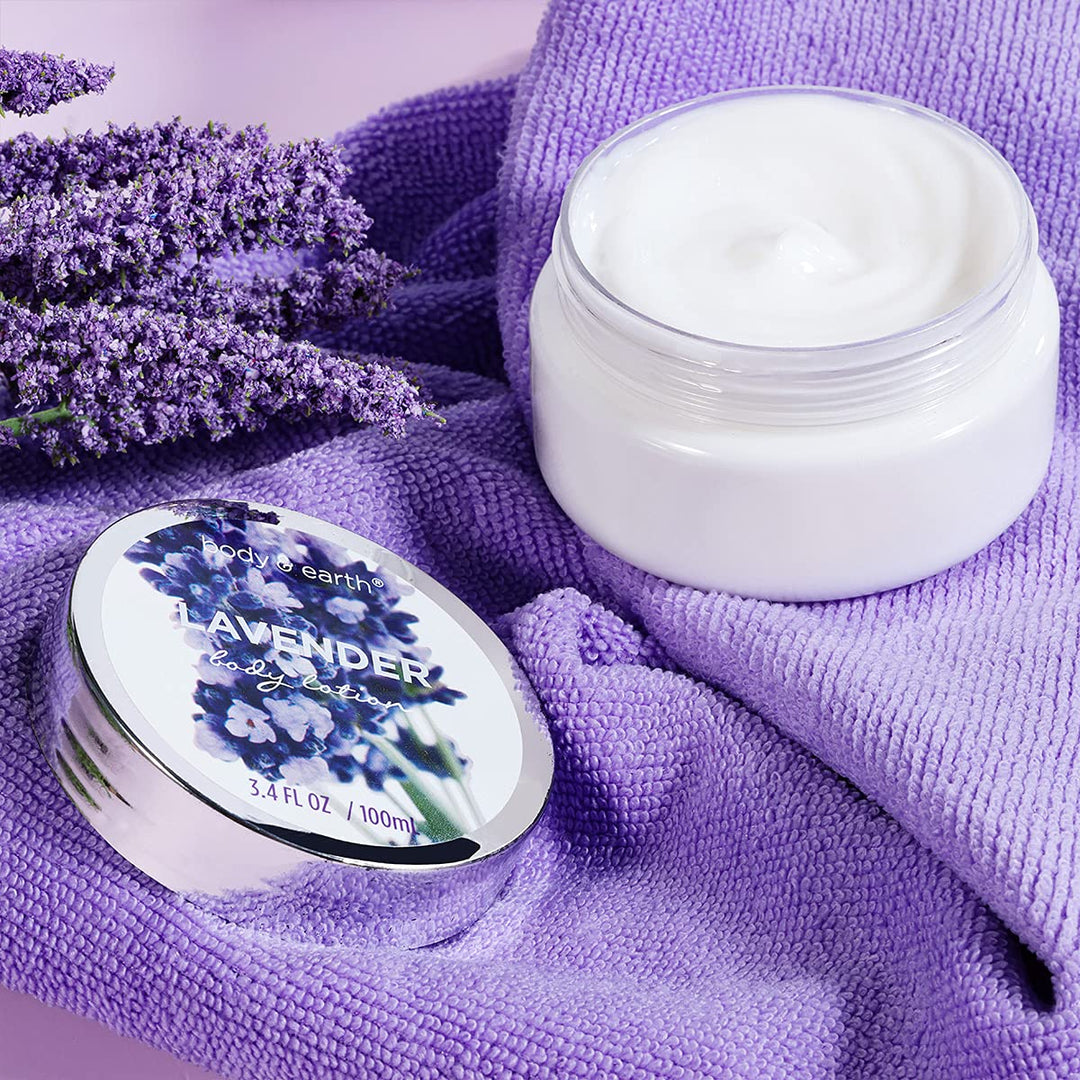 BODY & EARTH Lavendel Wellness Set für Frauen 7 tlg. Beauty Set, Badeset Frauen Geschenk, Geburtstag