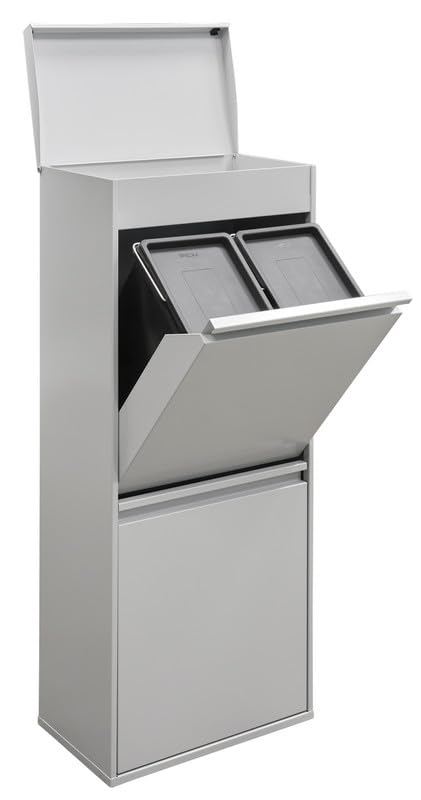 ARREGUI Top CR422-B Mülltrennsystem aus Stahl mit Aufbewahrungsbox mit Deckel | 3 Fächer Mülleimer f