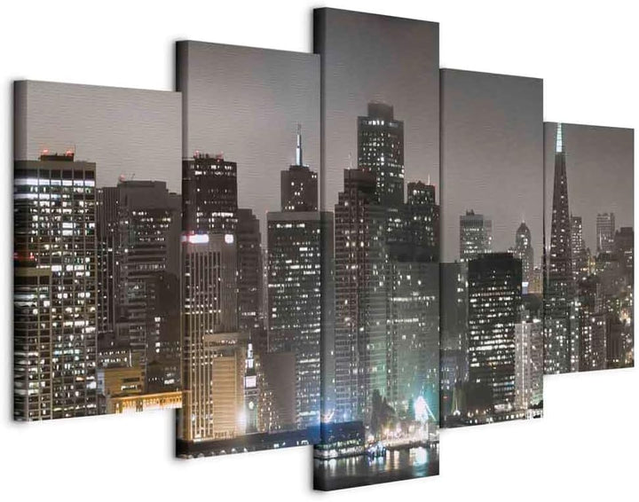 murando - Wandbilder XXL New York 150x75cm 5 tlg - Wand Deko Leinwand Bilder Gross Wanddeko Wohnzimm