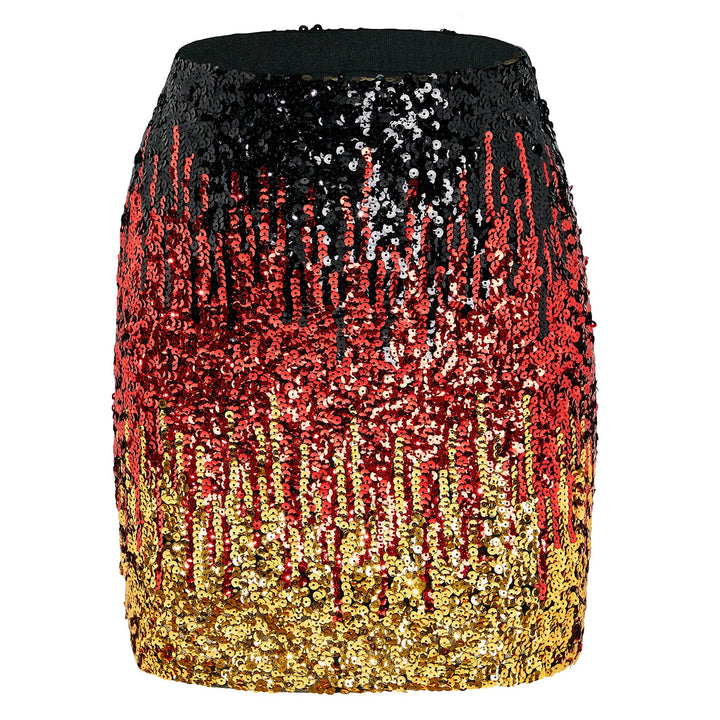 Durio Pailettenrock Für Damen Glitzer Rock Kurz Damen Sexy Midi Skirt Hüftrock mit Elastische Taille