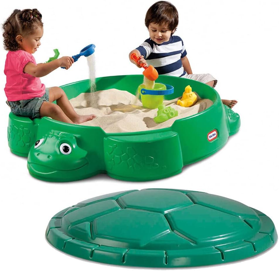 Little Tikes Schildkröte Sandkasten für den Garten. Sicheres & tragbares Sommerspielzeug und Aufbewa