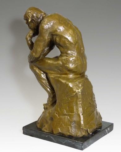 Kunst & Ambiente - Grosse Moderne Bronzeplastik - Der Denker - Auguste Rodin Skulptur auf Marmorsock