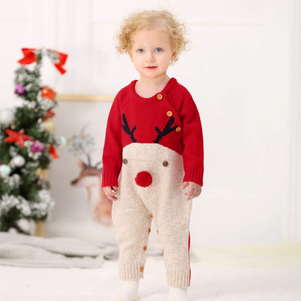 L&amp;ieserram Baby Jungen Mädchen Unisex Stricken Weihnachten Outfits Baby Kleidung Weihnachtsset Babyk