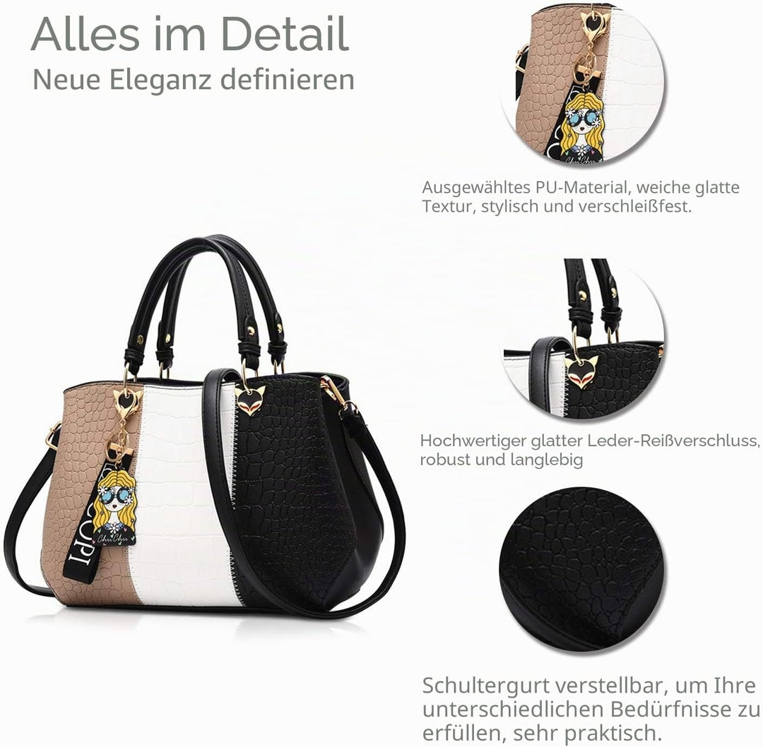 NICOLE &amp; DORIS Damen Handtasche Umhängetasche Henkeltasche Kuriertasche Elegant Damen Handtaschen mi
