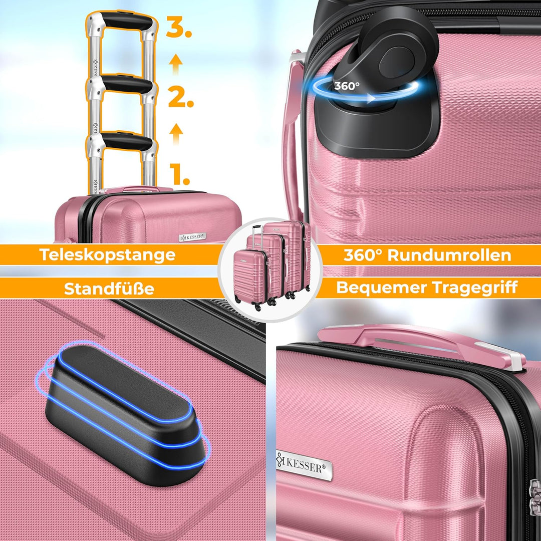 KESSER® 3tlg. Hartschalenkofferset Hartschalenkoffer Trolley Koffer Reisekoffer Reisekofferset Gepäc