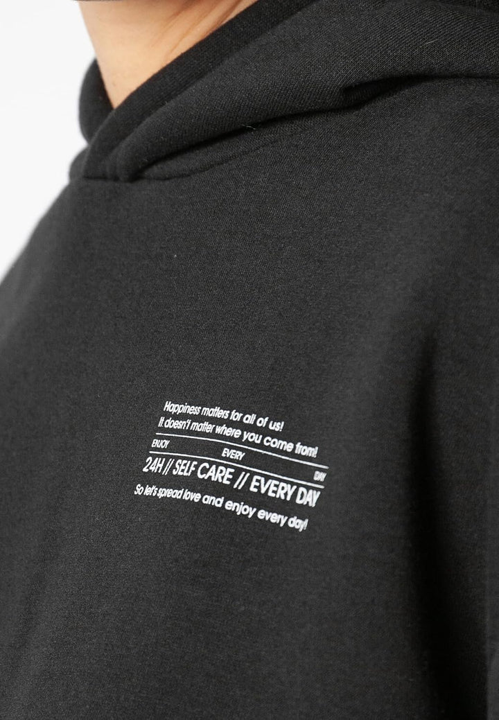 Sublevel Damen Basic Pullover Hoodie mit Mini-Print S Schwarz, S Schwarz