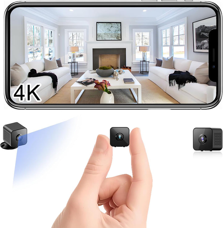 4K Mini Kamera, WLAN Überwachungskamera Innen Für Live Übertragung Handy APP, Indoor Hundekamera Min