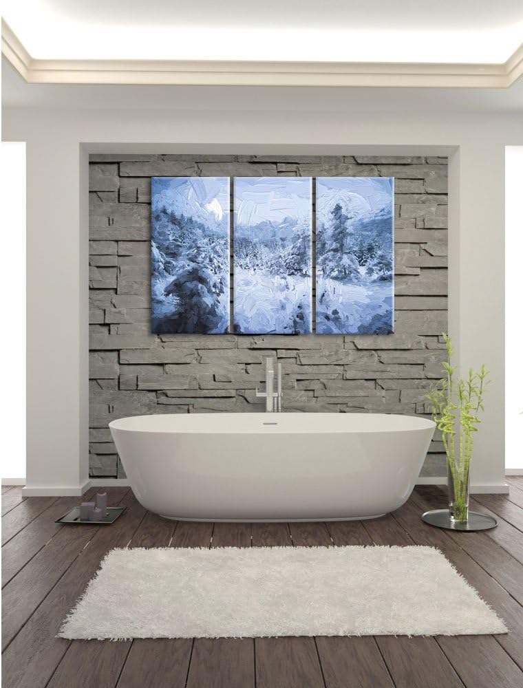 Pixxprint verschneiter Wald Pinsel Effekt 3-Teiler Leinwandbild 120x80 Bild auf Leinwand