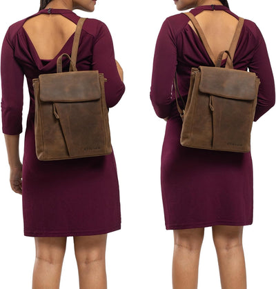 STILORD 'Anita' Lederrucksack Damen Klein Vintage City Rucksack Daypack für iPad 9.7 Zoll Rucksackha
