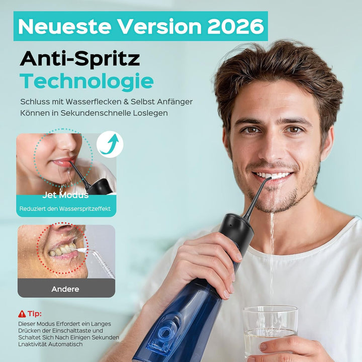 COSLUS Munddusche Elektrische Kabellos Testsieger 2026: 20 Wasserdruck IPX7 Wasserdicht Präzise Anti