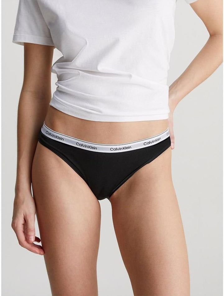 Calvin Klein Damen 3er Pack Slips Bikini Form Baumwolle mit Stretch, Schwarz (Black/Black/Black)