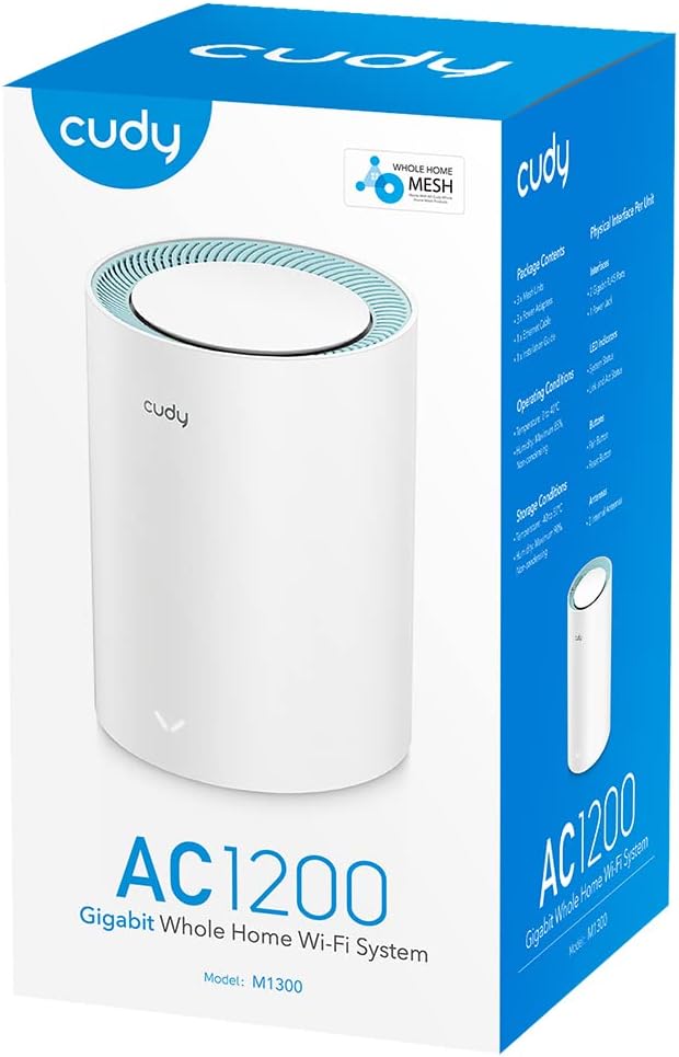 Cudy AC1200 Gigabit Whole Mesh WiFi System, Dualband, WLAN-Verstärker, Antennen mit hoher Verstärkun