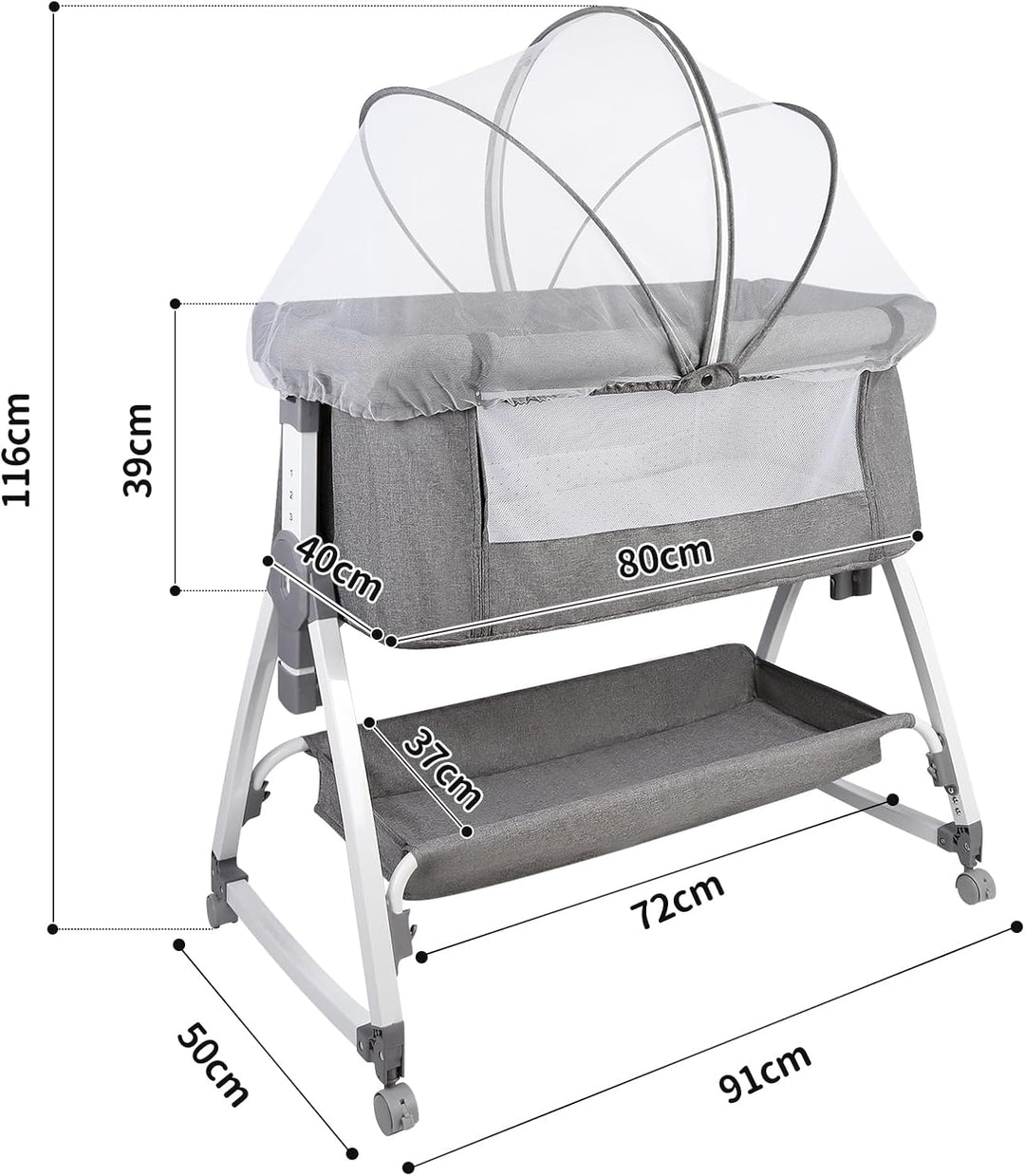 homewell 2 en 1 Lit Cododo Bebe Pliable, Berceau Cododo 0-30 Mois, 6 Réglages de Hauteur, Berceau bé