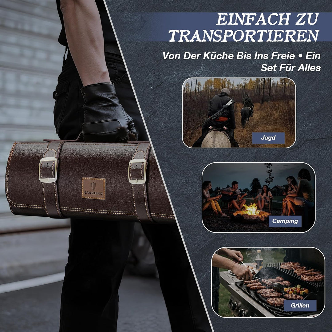 SANMEIHO 8-Teilig Metzgermesser Set mit Messertasche