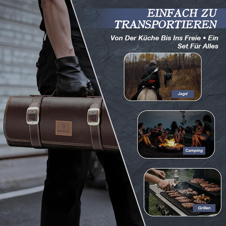 SANMEIHO 8-Teilig Metzgermesser Set mit Messertasche
