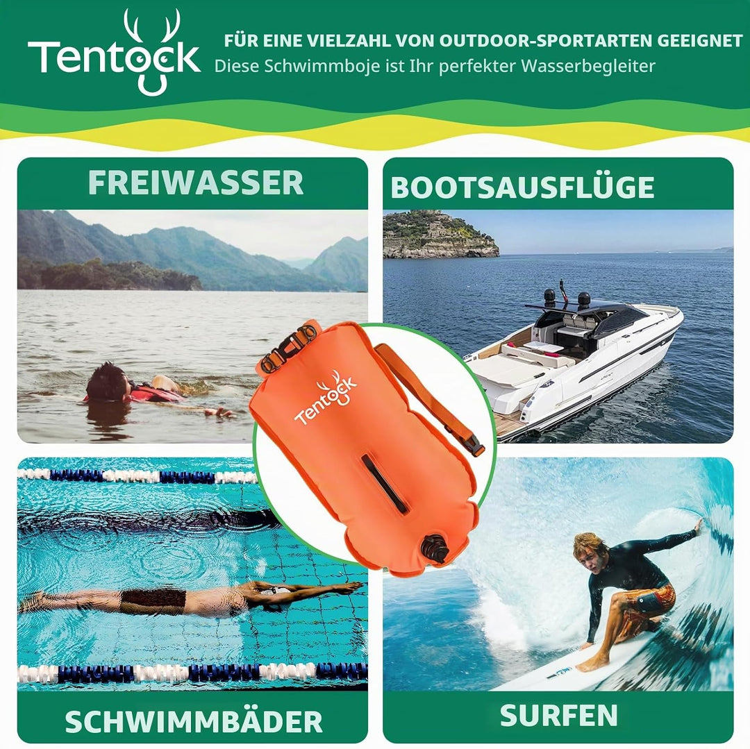 Tentock Schwimmboje 28L Wasserdicht Aufblasbare Trockentasche Schwimmen Sicherheitsschwimmer für Was
