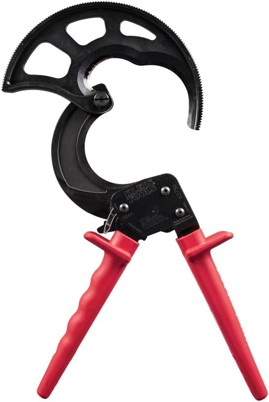 Klein Tools Kabelschneider, Ratschen-Kabelschneider, schneidet bis zu 1000 MCM, ideal für die Kabelv