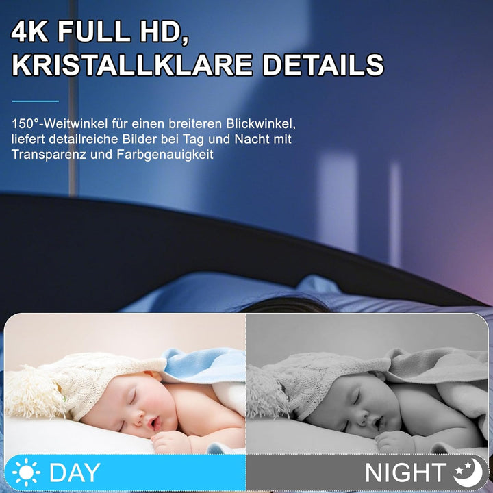 4K Mini Kamera, WiFi Überwachungskamera Innen, Überwachungskamera Minikamera Mit Handy Übertragung,
