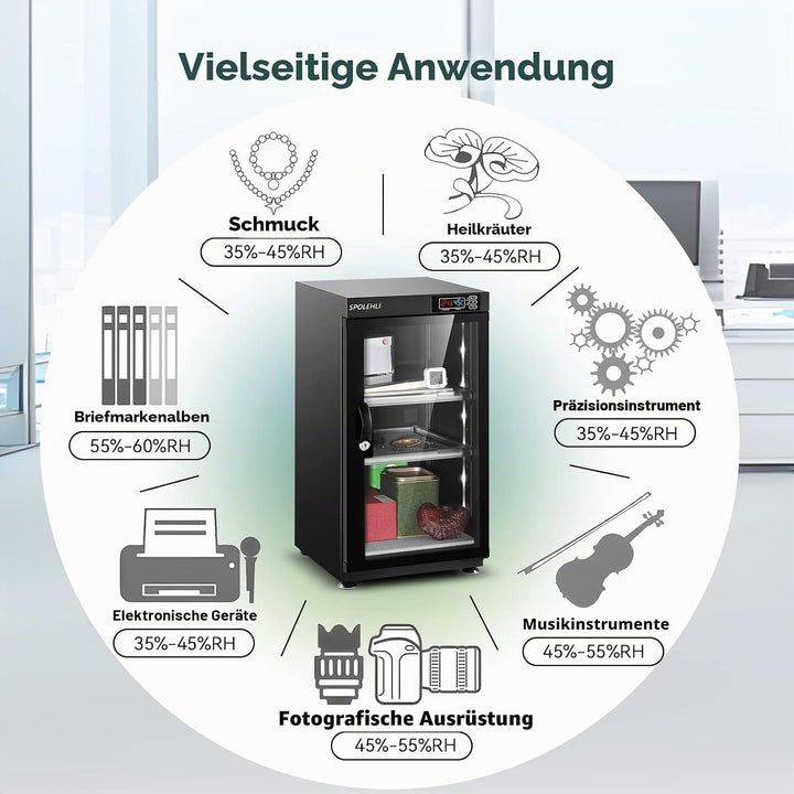 Spolehli Trockenschrank Kamera Digital Control Luftentfeuchter 55L Elektronische Trockenbox mit LED-