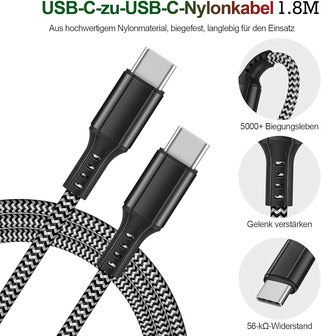 USB C Ladegerät 25W, USB C Ladekabel, 2er Pack Schnellladegerät mit 1,8M Ladekabel, Super Fast Charg