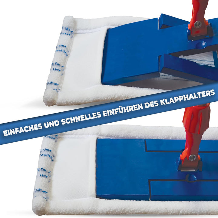 10x Profi Microfaser Wischbezüge mit Abrasiv-Streifen – Profi Ersatz-Bezüge für 40 cm Mopphalter – W