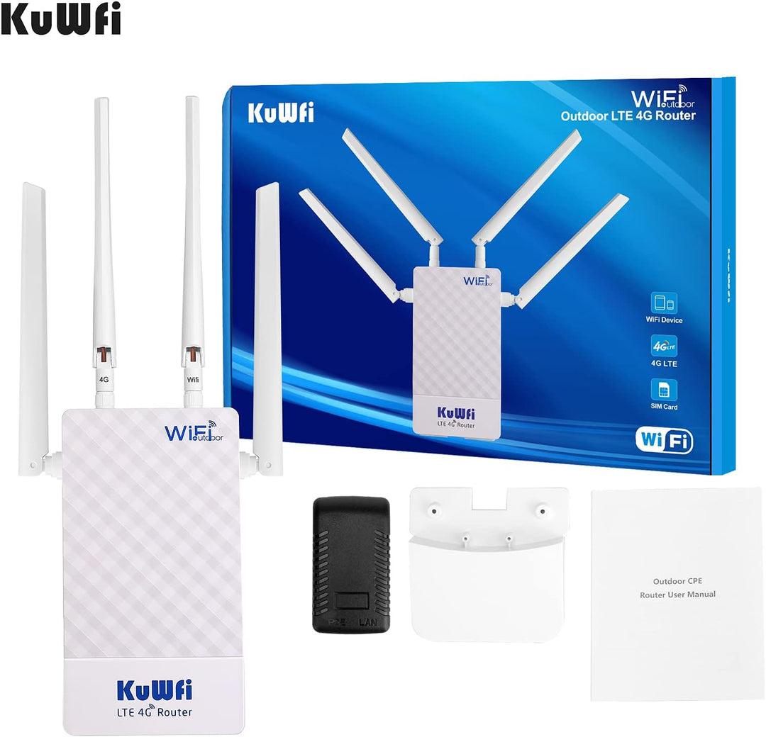 Router 4G SIM, KuWFi 300Mbps Router 4G LTE wasserdicht für den Aussenbereich mit SIM-Kartensteckplat
