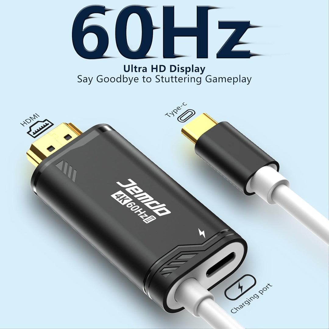 JEMDO Switch 2 Dock HDMI Kabel für Fernseher, 4K 60Hz 18 Gbps USB C zu HDMI 2.0 2m, 100W PD Spielen